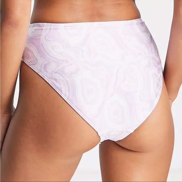 New! Topshop Purple Mineral Print High Waist Swim Bikini Bottom 2 - Picture 3 of 10